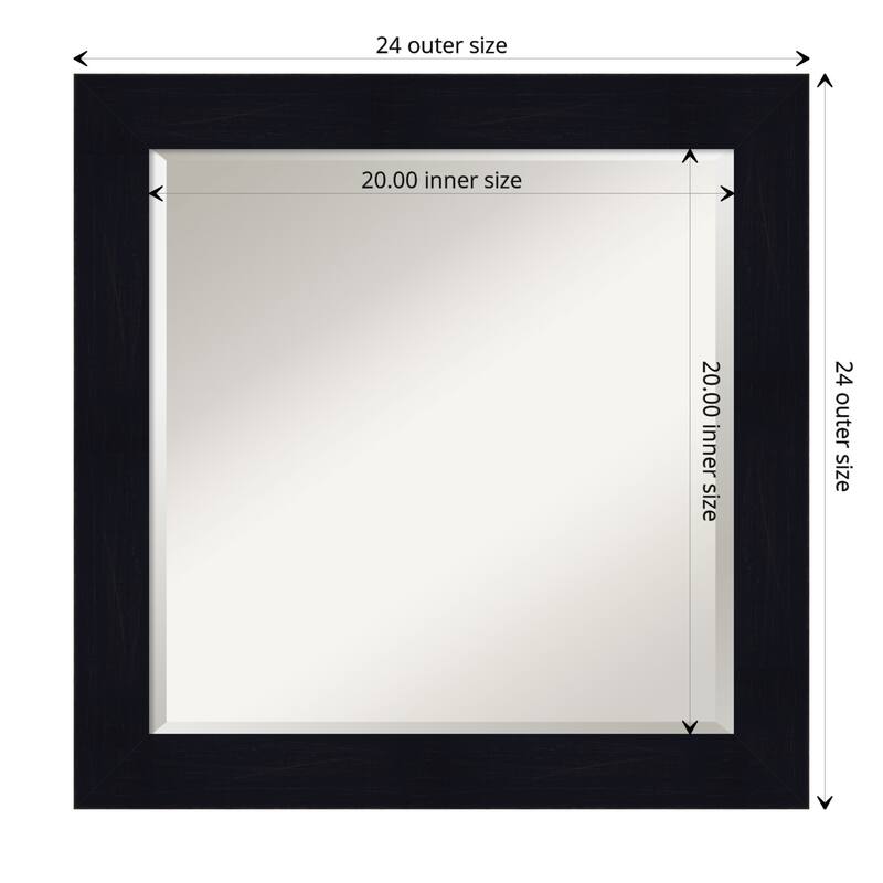 Beveled Wood Bathroom Wall Mirror - Shiplap Navy Frame - Outer Size: 24 x 24 in