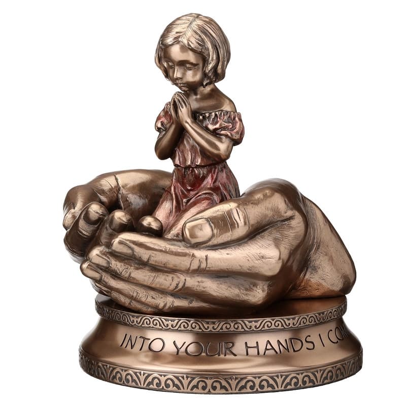 5.71 inches Height Cold Cast Bronze Little Girl Kneeling Prayer Into Bronze Finish Figurine