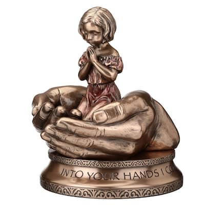 5.71 inches Height Cold Cast Bronze Little Girl Kneeling Prayer Into Bronze Finish Figurine