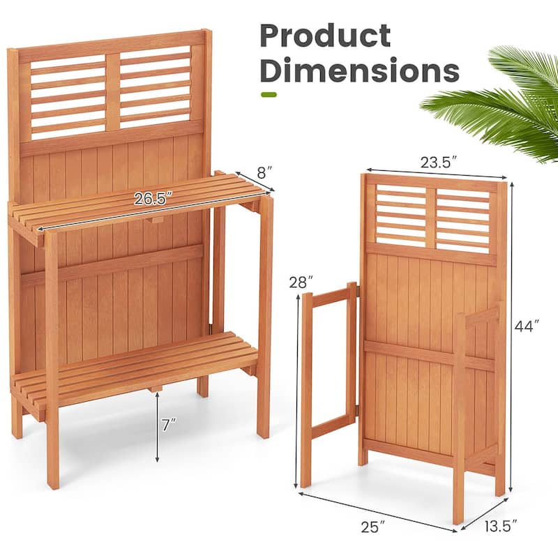 Costway Wood Potting Bench Waterproof Garden Table with 2-Tier Open - See Details