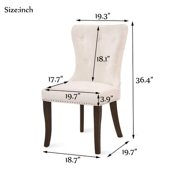 dimension image slide 3 of 2, Dining Chair Tufted Armless Chair Upholstered Accent Chair, Set of 4