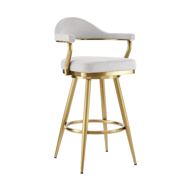 Silver and Gold Fabric and Stainless-Steel Counter Height Swivel Bar Chair - Silver 26"