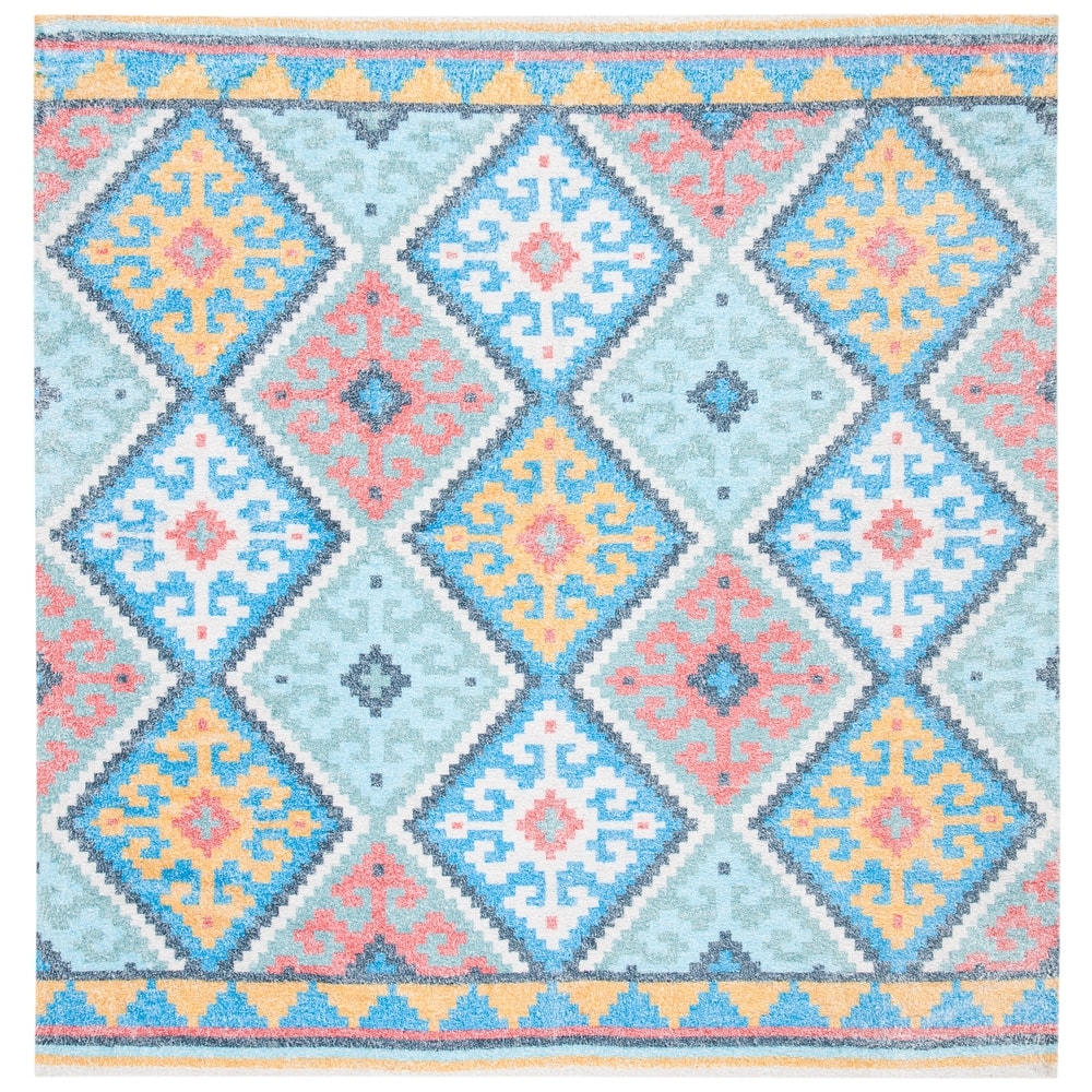 SAFAVIEH Handmade Saffron Karlie Modern & Contemporary Tribal Blue/Aqua Cotton
