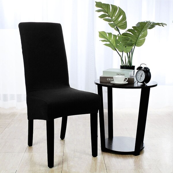 Stretch Knit Jacquard Chair Cover High Back Dining Chair ...