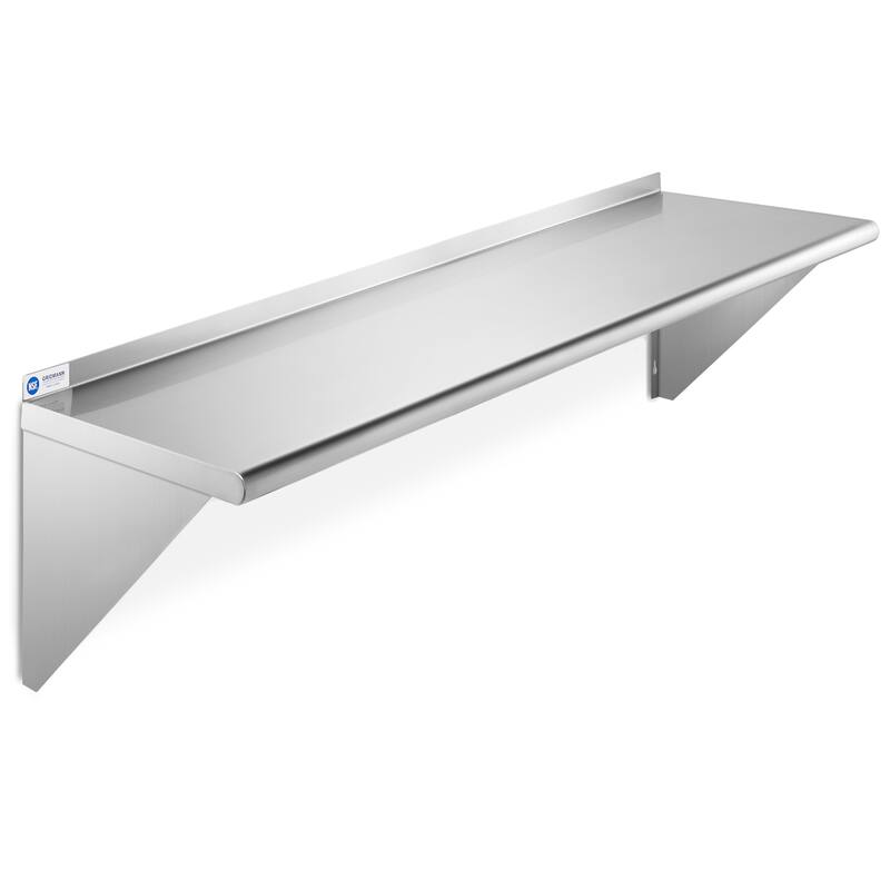 48 x 12in NSF Stainless Steel WallMount Shelf - 12" x 48" - 12" x 48"