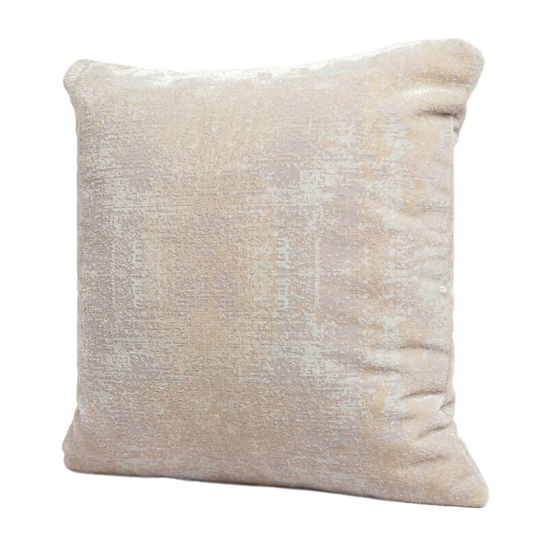 Handwoven Embroidered Abstract Square Throw Pillow - 18" - Beige and Gray