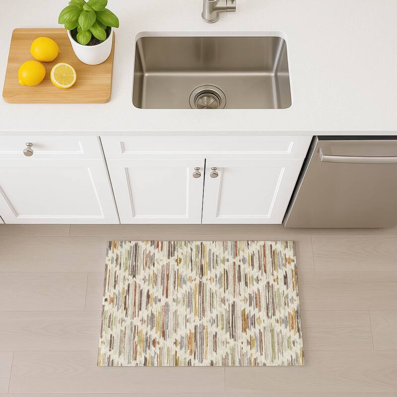Machine Washable Indoor/ Outdoor Modern Trellis Chantille Rug