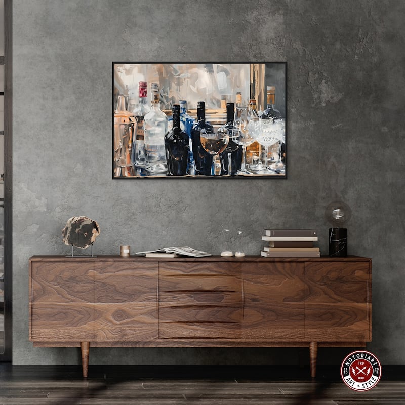 Notoriart Countertop Drinks Framed Bar Cart Art For Men
