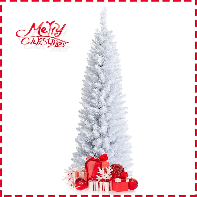 5FT 6 FT Pencil Christmas Tree Artificial Slim White Christmas