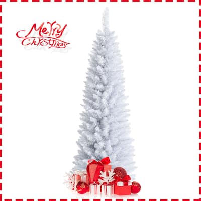 5FT 6 FT Pencil Christmas Tree Artificial Slim White Christmas