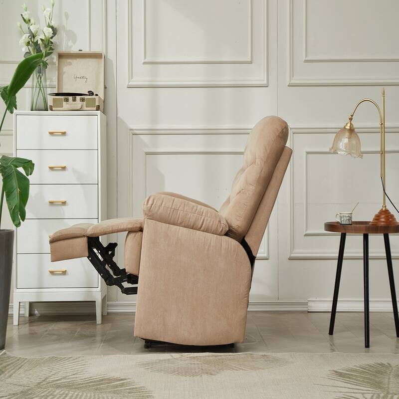 Mocha Manual Recliner Chair, Pillow Arms for Bedroom Living