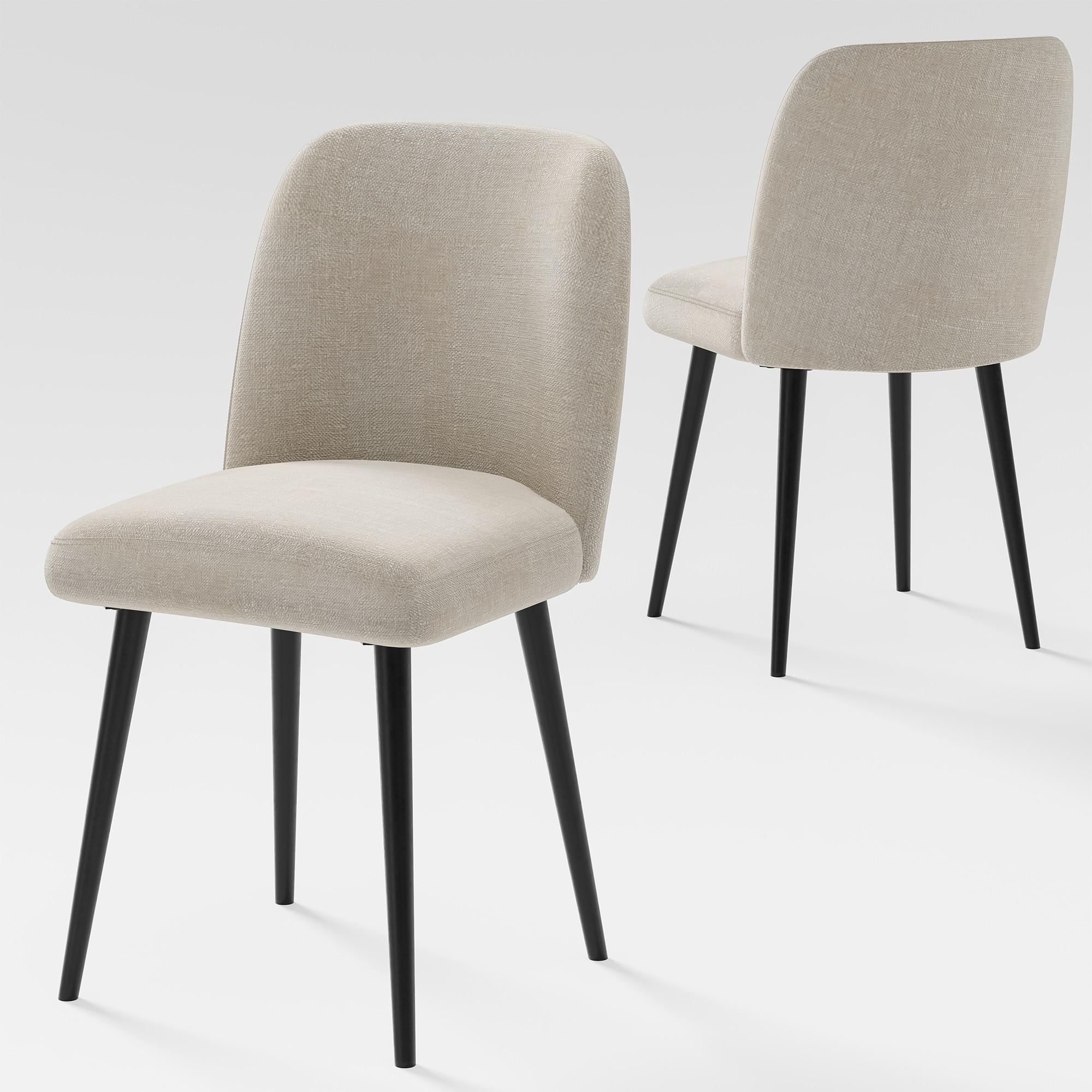 2Pcs Upholstered Dining Chairs Modern Fabric Kitchen Chairs with Padded Seat & Sturdy Metal Legs Side Chairs