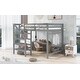 preview thumbnail 3 of 16, Full Size Loft Bed with Built-in Storage Staircase, Side Clothes Hangers and Safety Rail, Solid Wood Slats Support