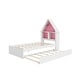 preview thumbnail 17 of 16, Twin Size House-Shaped Bed with Bookcase Headboard and Led Light and Twin Size Trundle for Kids Boys Girls