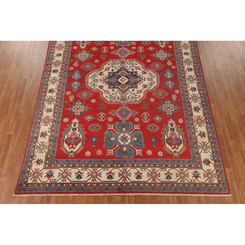 Traditional Kazak Oriental Area Rug Handmade Red Wool Carpet - 8'7"x 11'3"