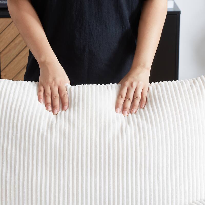 65" Corduroy 2-Seater Sleeper Sofa, 3-in-1 with Storage and Side Pocket