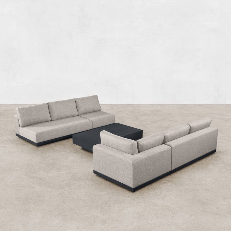 Oslo Aluminum Outdoor Upholstered Sectional Lounge Set- 5-Piece