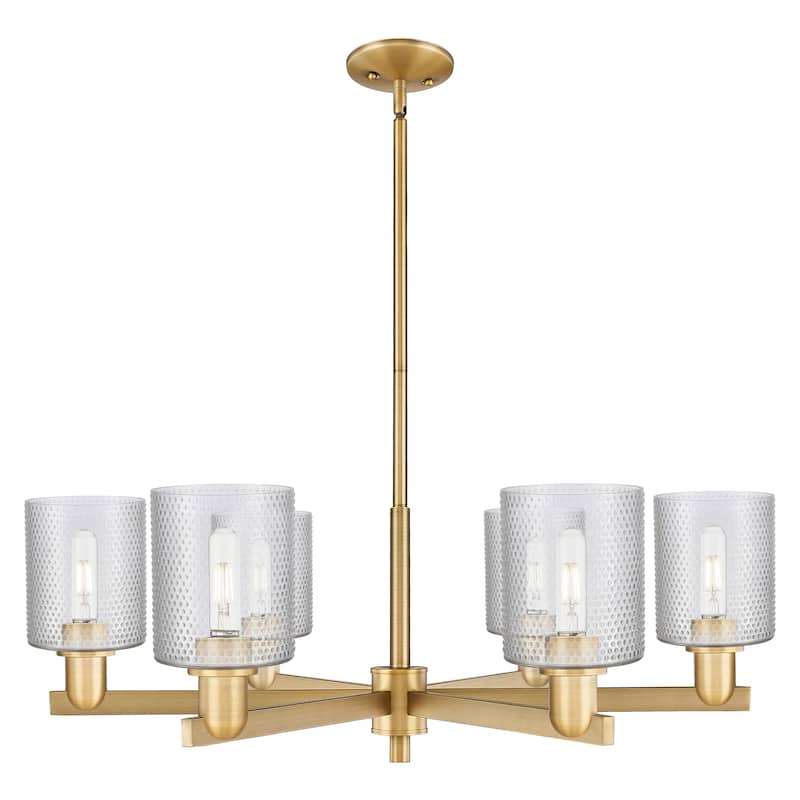 Innovations Lighting Endless Possibilities Arcadia - Cobbleskill - 6 Light 35" Stem Hung Chandelier - Clear/Brushed Brass