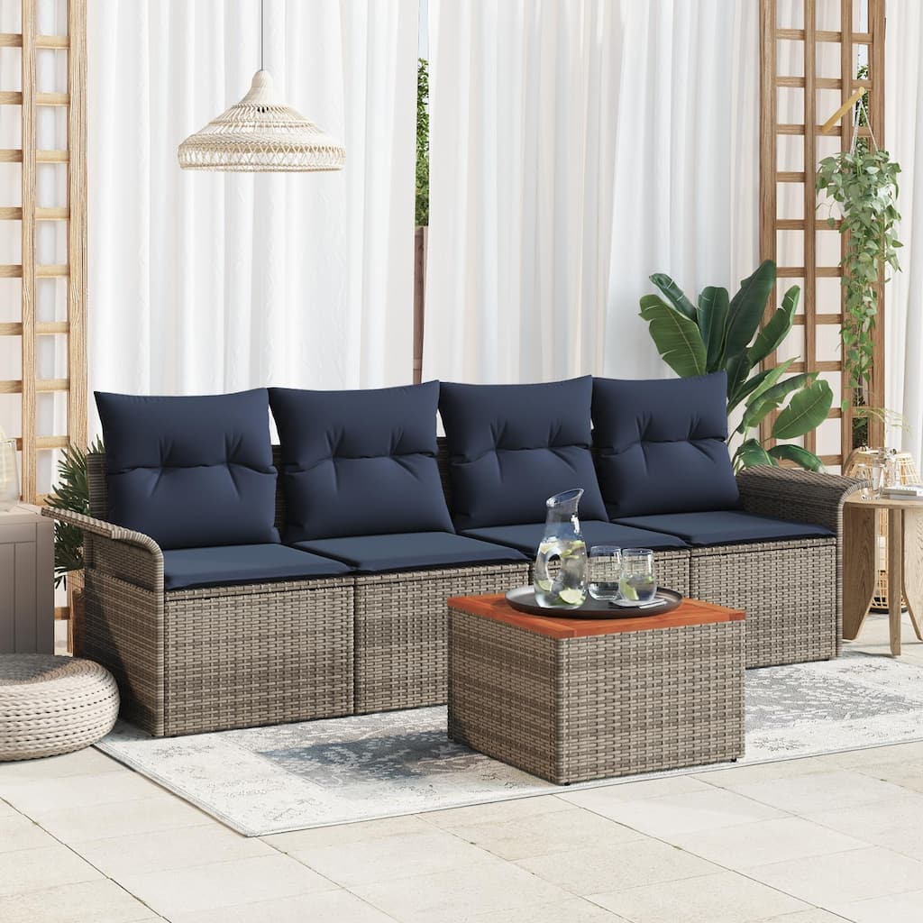 vidaXL 5 Piece Garden Sofa Set with Cushions - 98.8×24.4×27.2