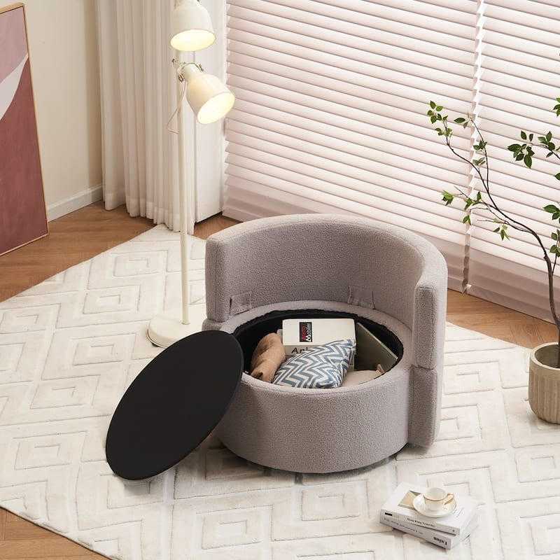 Swivel And Storage Chair With Back Cushion For Living Room