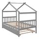 preview thumbnail 3 of 8, Twin House Daybed Frame wPull Out Twin Trundle Bed & Headboards - Grey