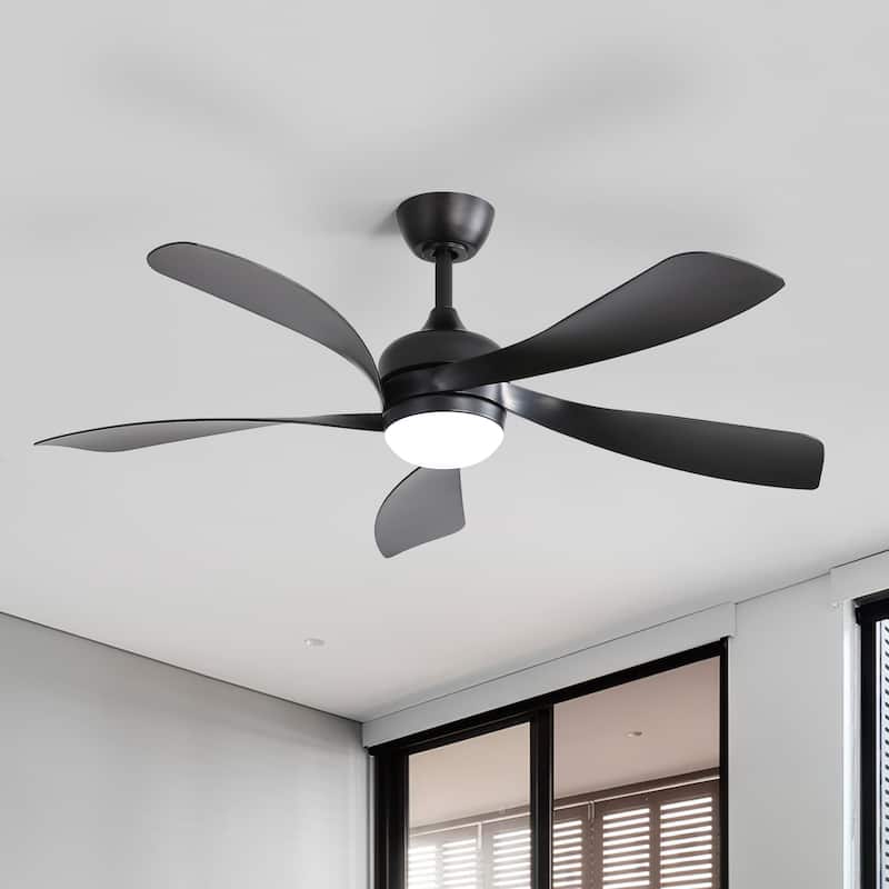 45 Inch / 52 Inch White Ceiling Fan with Dimmable LED Light and Remote, 6-Speed Reversible DC Motor, ABS Blades
