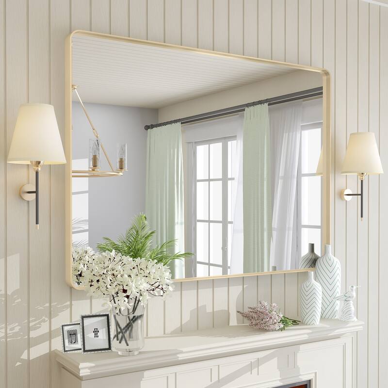 Modern Metal Frame Wall Mounted Bathroom Vanity Mirror