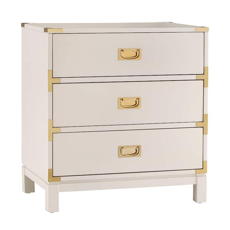 Kedric 3-drawer Goldtone Accent Nightstand by iNSPIRE Q Bold - White