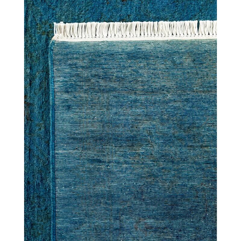 Overton Hand Knotted Wool Vintage Inspired Modern Contemporary Overdyed Blue Area Rug - 5' 1" x 12' 6"