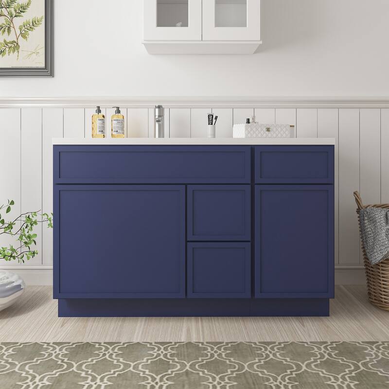 Vanity Art 51" Birch Freestanding Bathroom Vanity Cabinet without Top - Blue