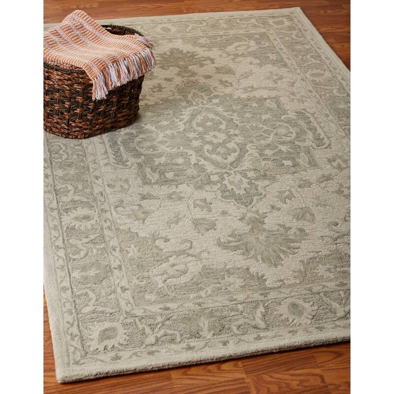 Sevita Loomline Turquoise Medallion Hand-Tufted Wool Indoor Area Rug