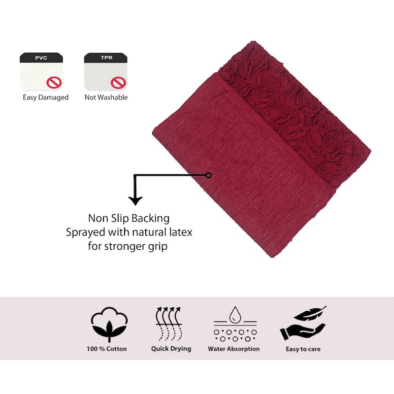 Bell Flower Bathroom Rug, Cotton Soft, Water Absorbent Bath Rug, Non Slip Shower Rug Machine Washable 24"x40" Rectangle