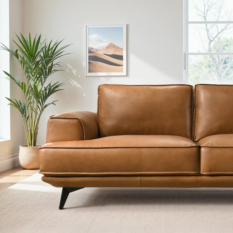 Addison Top Genuine Leather Mid-Century Modern Sofa