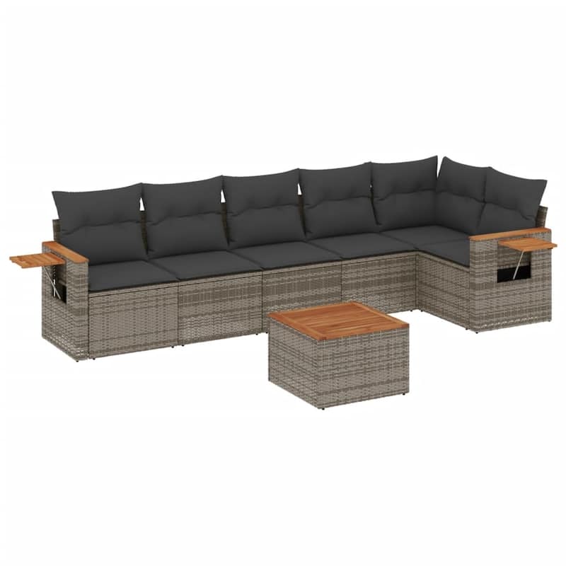 vidaXL Patio Sofa Set with Cushions Outdoor Conversation Furniture Poly Rattan
