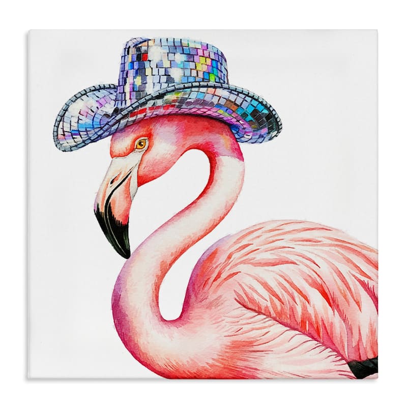 Stupell Disco Hat on Flamingo Canvas Wall Art Design By Amanda Greenwood - 36 x 36