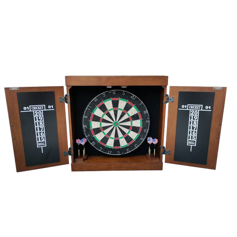 Hathaway Farmington Bristol Dartboard & Cabinet Set - Walnut Finish