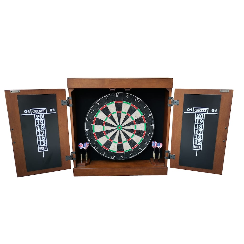 Hathaway Farmington Bristol Dartboard & Cabinet Set - Walnut Finish