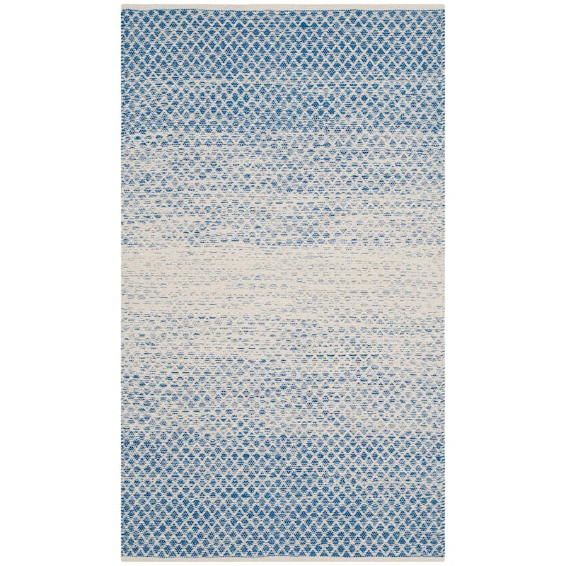 SAFAVIEH Handmade Flatweave Montauk Geert Cotton Rug - 2'3" x 5' - Blue/Ivory