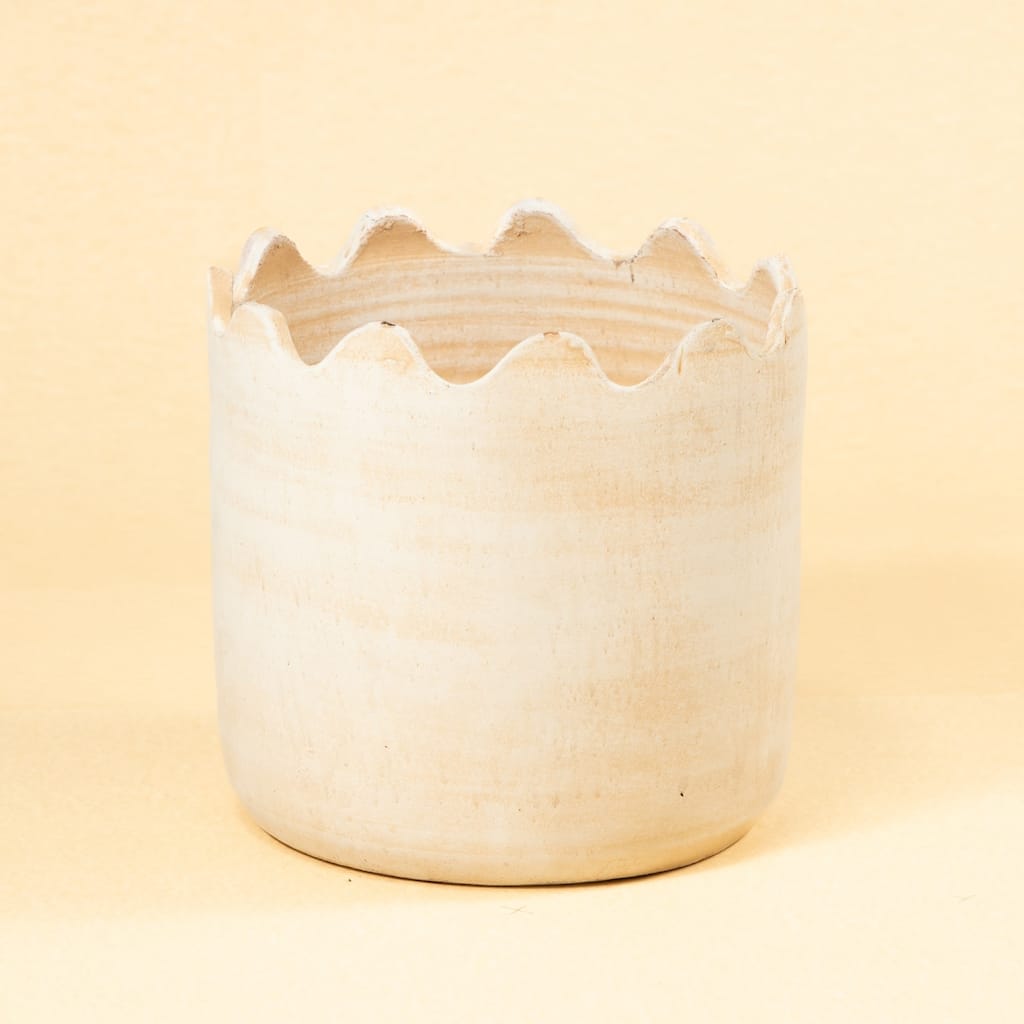 Large Wave Accent Pot - 15" - Beige