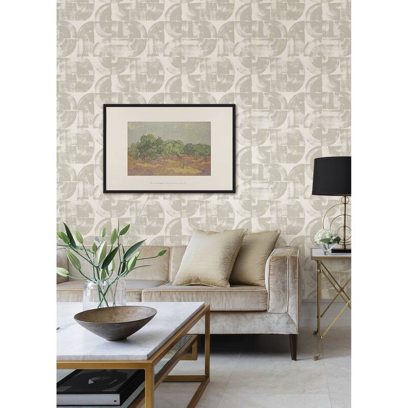 A-Street Prints Giulietta Light Grey Painterly Geometric Wallpaper