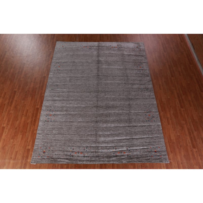 Hand Knotted Oriental 100% Wool Carpet Tribal Tribal Greys & Charcoal Gabbeh Area Rug - 12' 5'' X 9' 2''