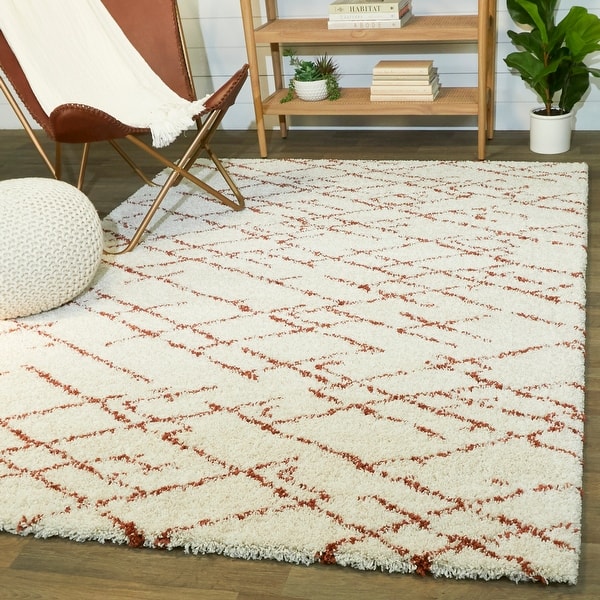 slide 2 of 10, Bramante Abstract Shag Area Rug 5'3" x 7' - Burnt Orange
