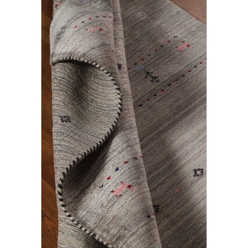 Hand Knotted Oriental 100% Wool Carpet Tribal Tribal Greys & Charcoal Gabbeh Area Rug - 5' 10'' X 4' 0''