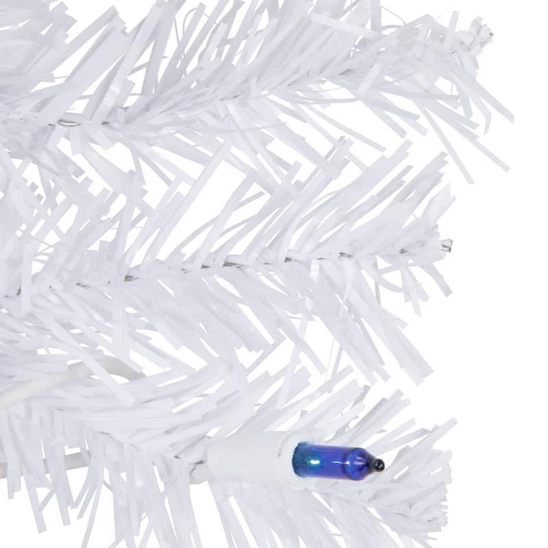 2' Woodbury White Pine Slim Artificial Christmas Tree, Blue Lights - 2 Foot