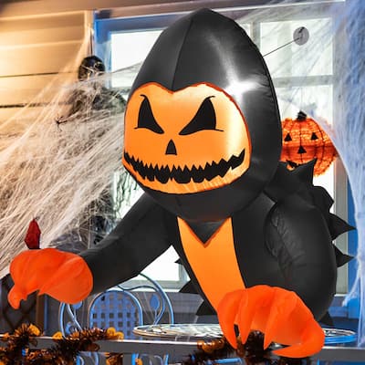 Costway 3.3 FT Halloween Inflatable Pumpkin Head Ghost Broke Out from - See Details
