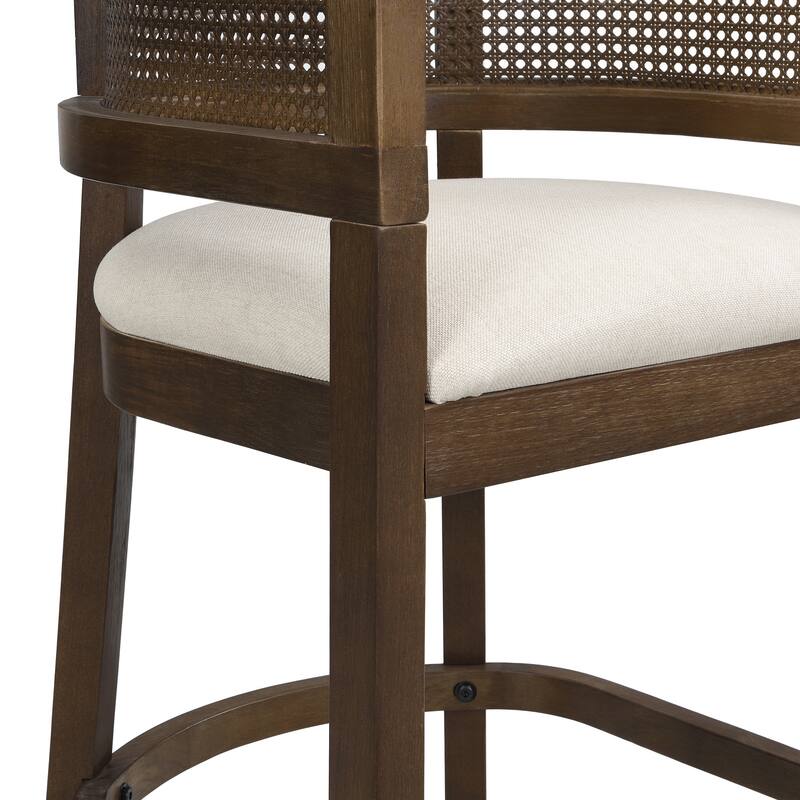 Christopher Knight Home-Glovers Wood And Rattan Upholstered Bar Stools Set of 2