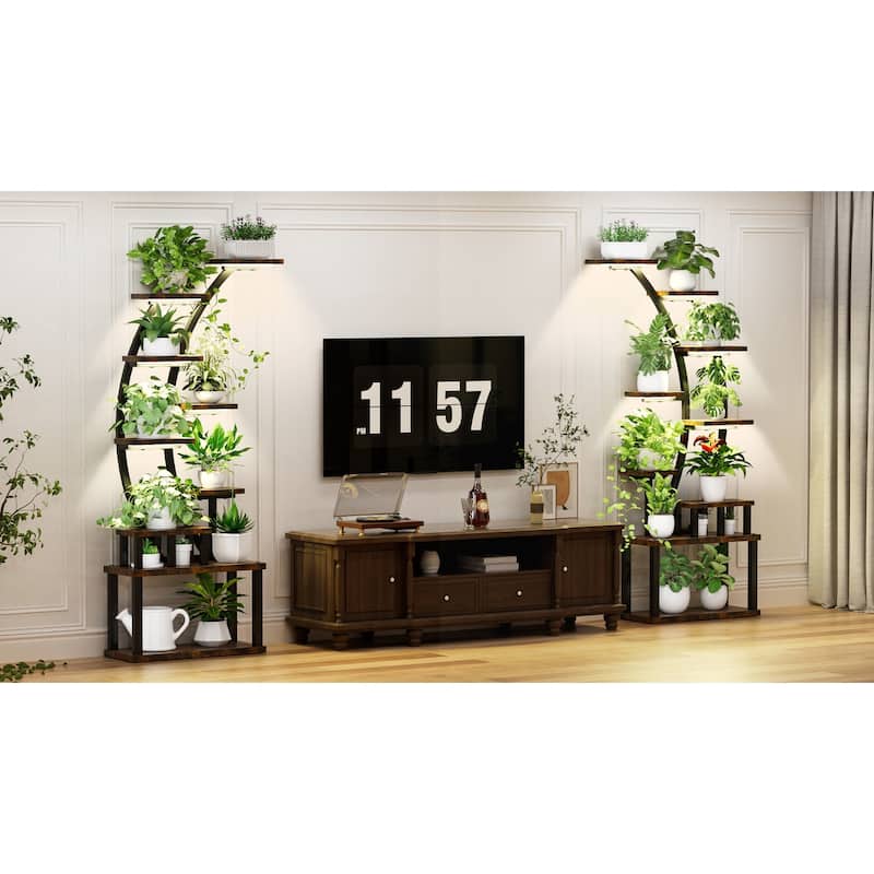 Versatile Indoor Plant Stand with Adjustable Lights and Sturdy Construction