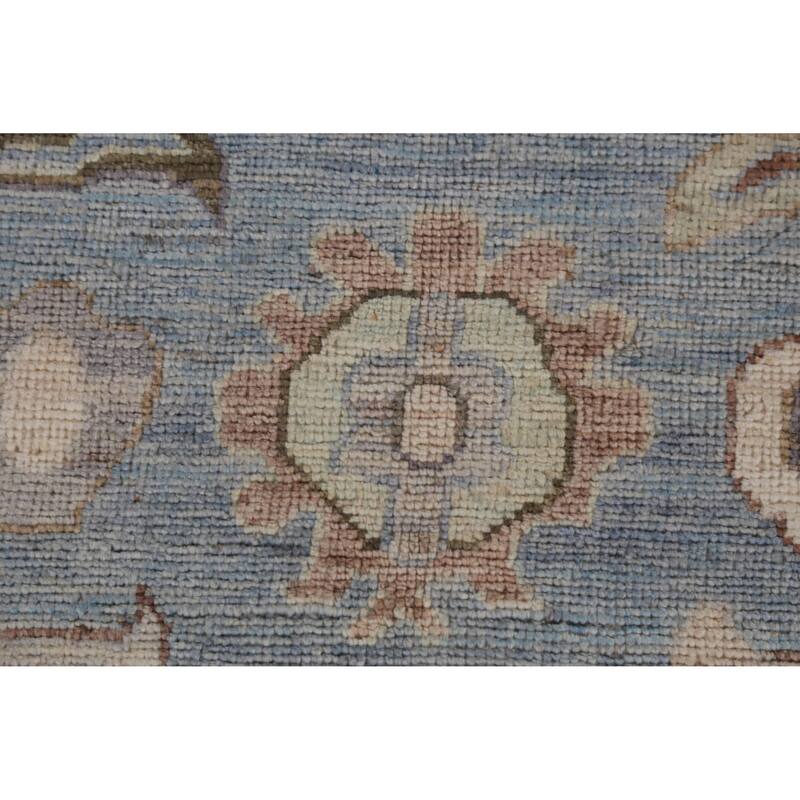 Hand Knotted Oriental 100% Wool Carpet Transitional All-Over Navy Blue & Blues Oushak Area Rug - 9' 11'' X 8' 0''