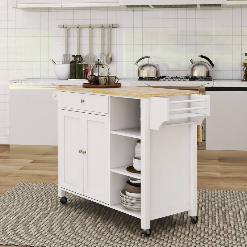 Double Door Kitchen Island with Adjustable Shelves
