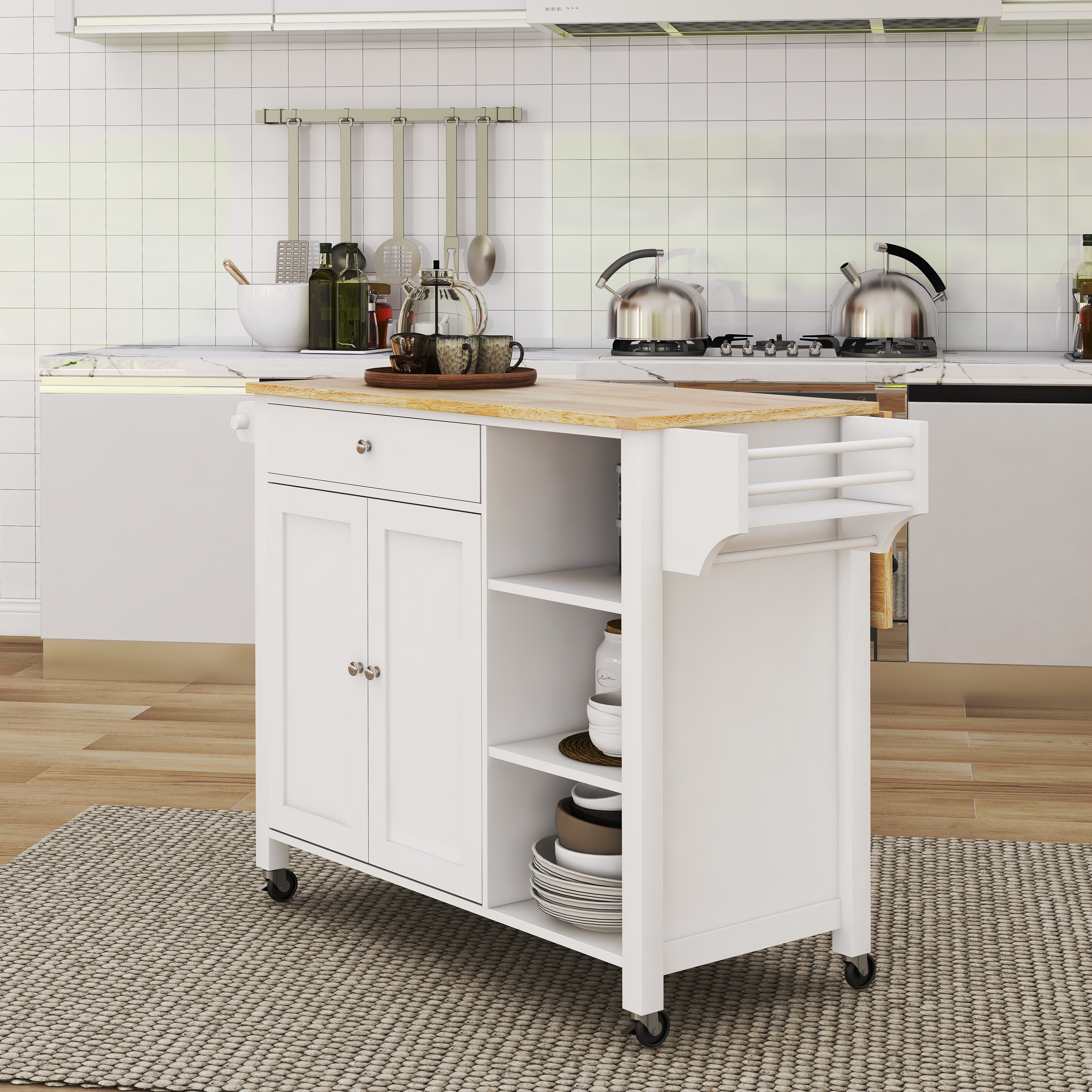 https://ak1.ostkcdn.com/images/products/is/images/direct/d26ca4e7f3442ccdce0da5a77455997d0a0cee11/Double-Door-Kitchen-Island-with-Lockable-Wheels%2C-Towel-Rack%2C-Storage-Drawer-and-3-Open-Shelves.jpg